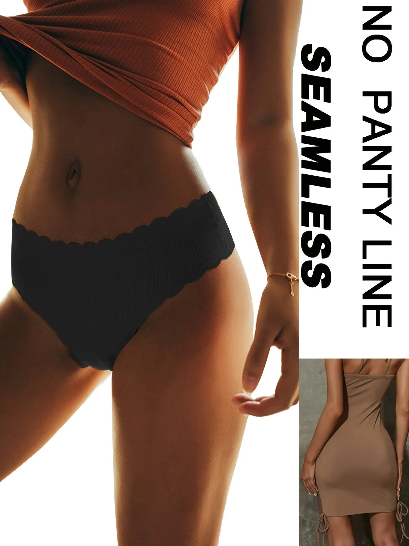 5Pack Seamless Scallop Trim Thongs Elegant  Comfy Intimates