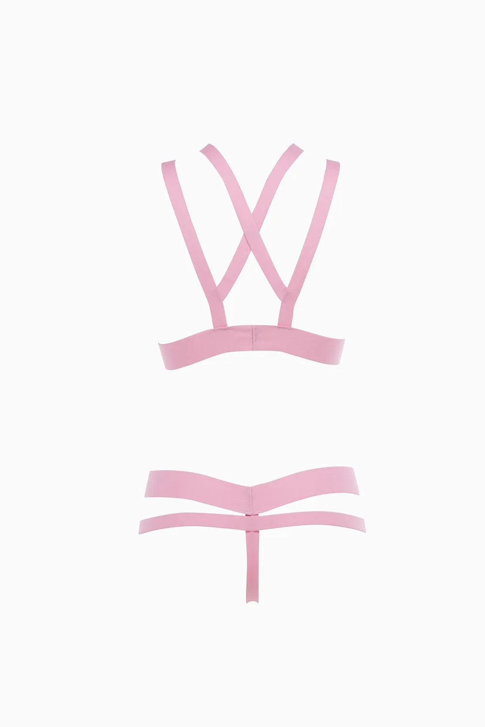 Allure Kitten In Love & Lust Open Cup Bra & Open Thong Set Pink One Size