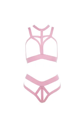 Allure Kitten In Love & Lust Open Cup Bra & Open Thong Set Pink One Size