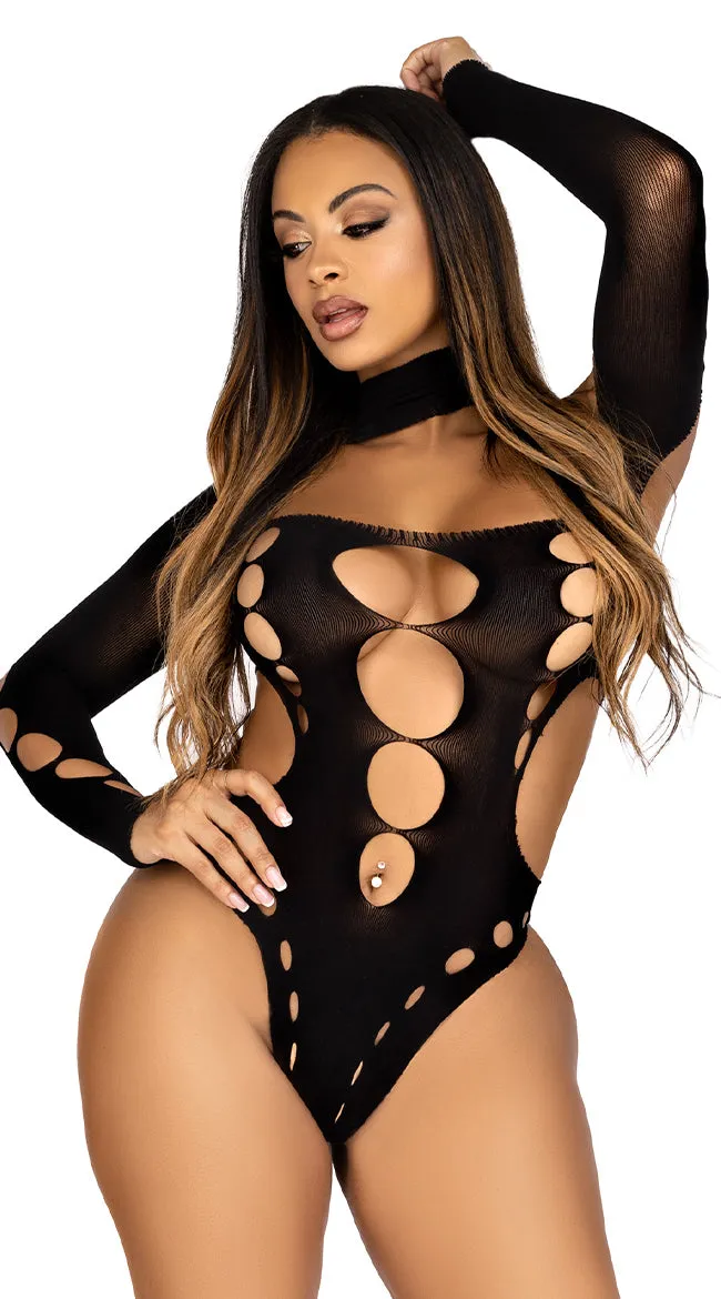 Asymmetrical Cut-Out Dance Bodysuit