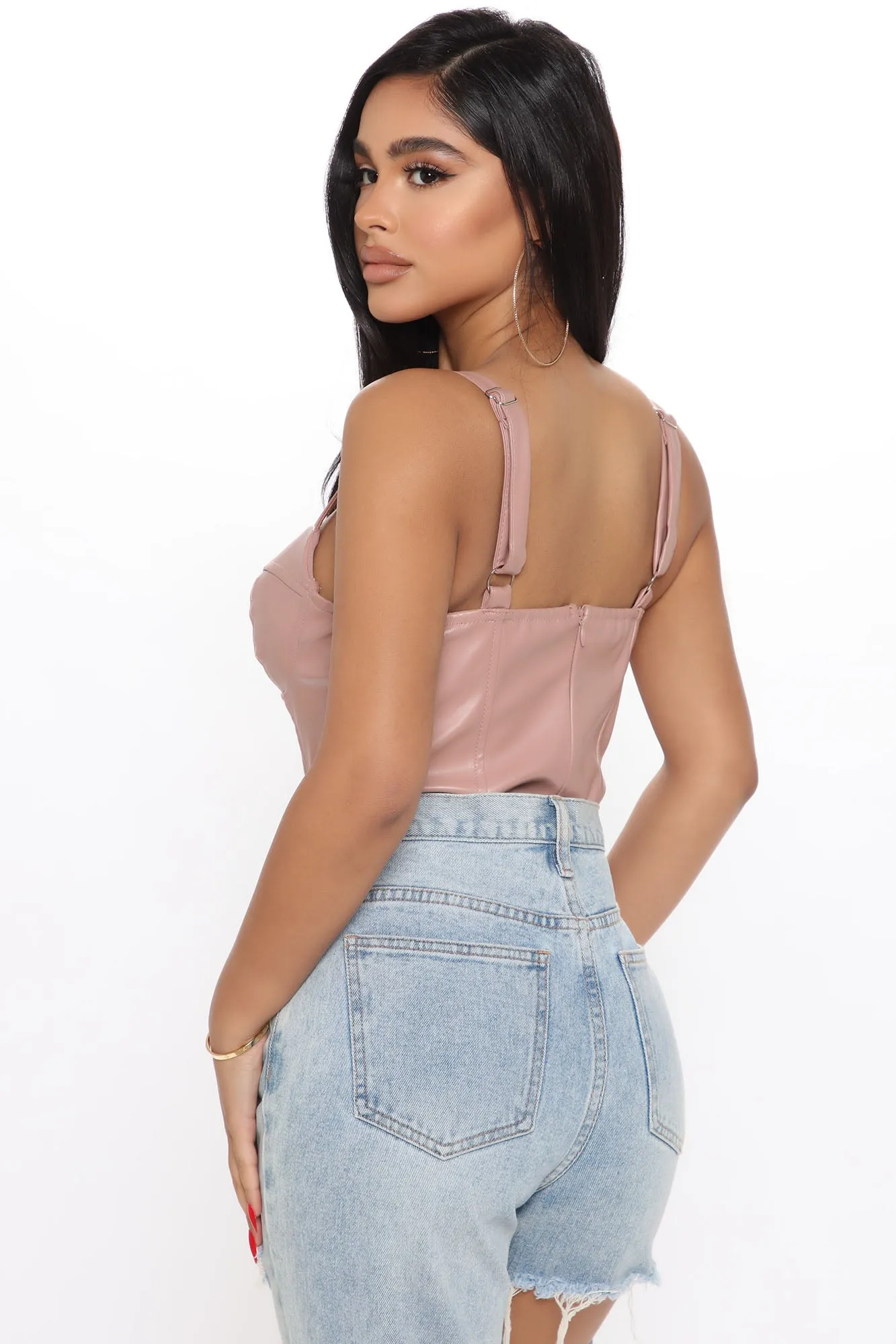 Avalynn PU Bodysuit - Mauve