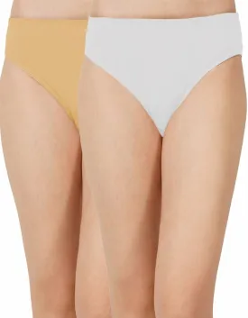 Bamboo Fabric Mid Rise Underwear | Peach & WHite | Pack of 2