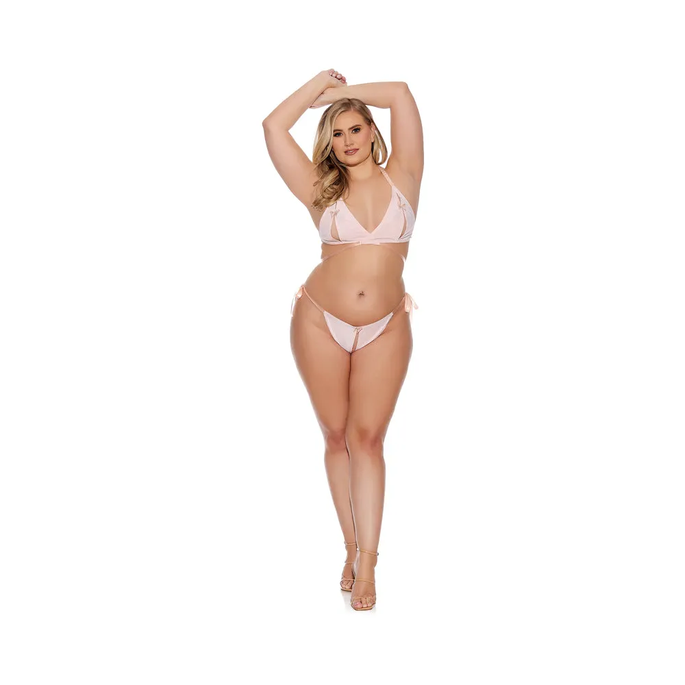 Barely B Tie Up Bralette/open Plus Pch
