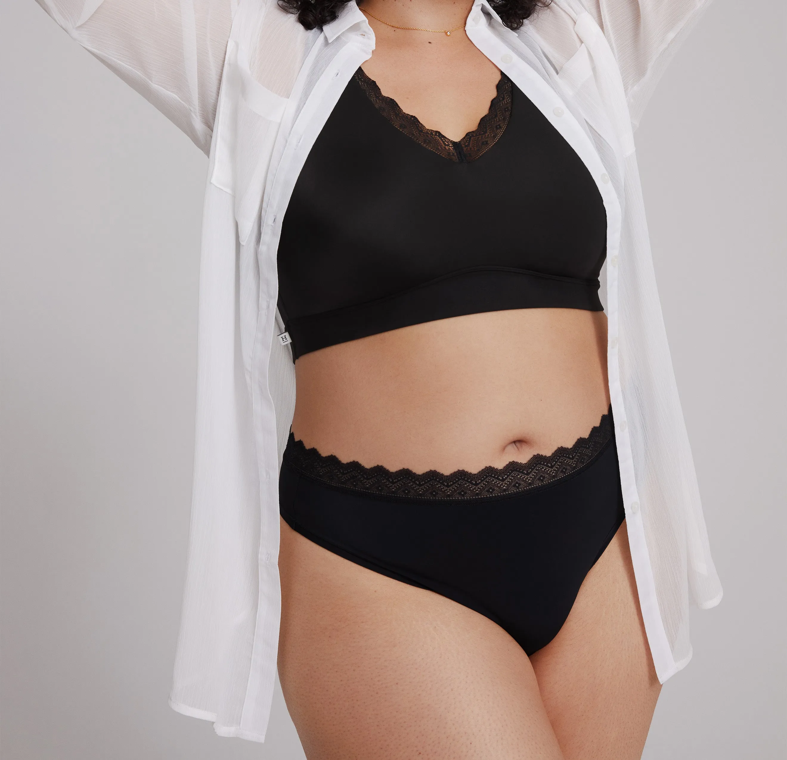 Bliss Lace Highwaist Thong - Black