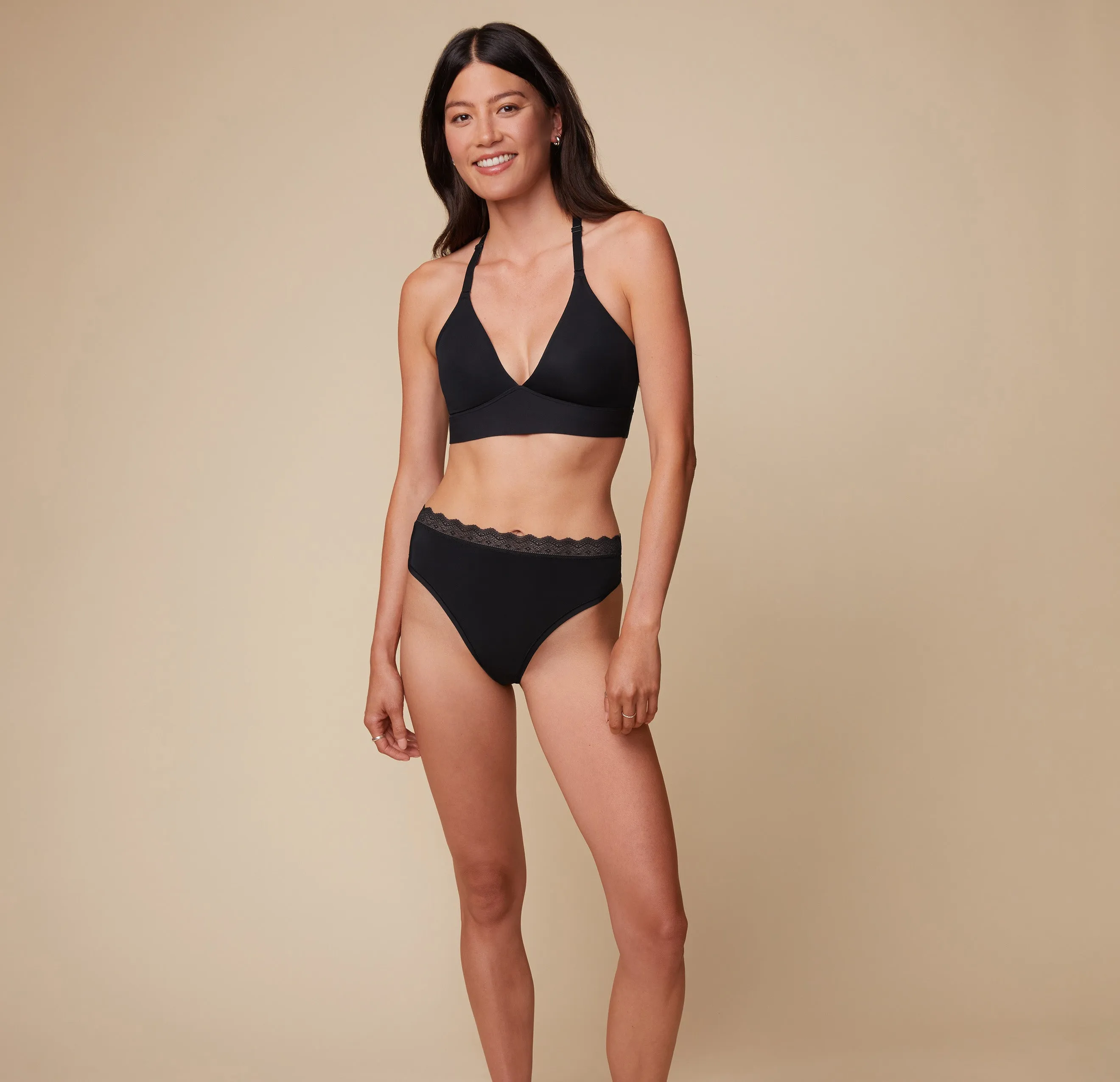 Bliss Lace Highwaist Thong - Black