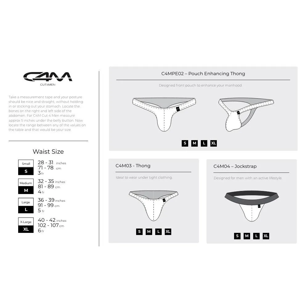 C4M Pouch Enhancing Men's Thong Provocative - Black