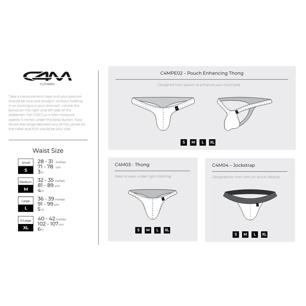 C4M Pouch Enhancing Men's Thong Provocative - Black