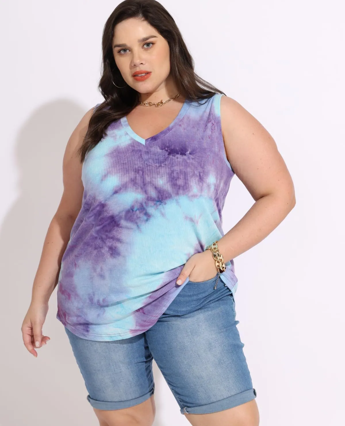 CARCOS Womens Plus Size Tank Tops Sleeveless Shirts Vneck Casual Camisole Animal/Floral/Star Tank XL-5XL