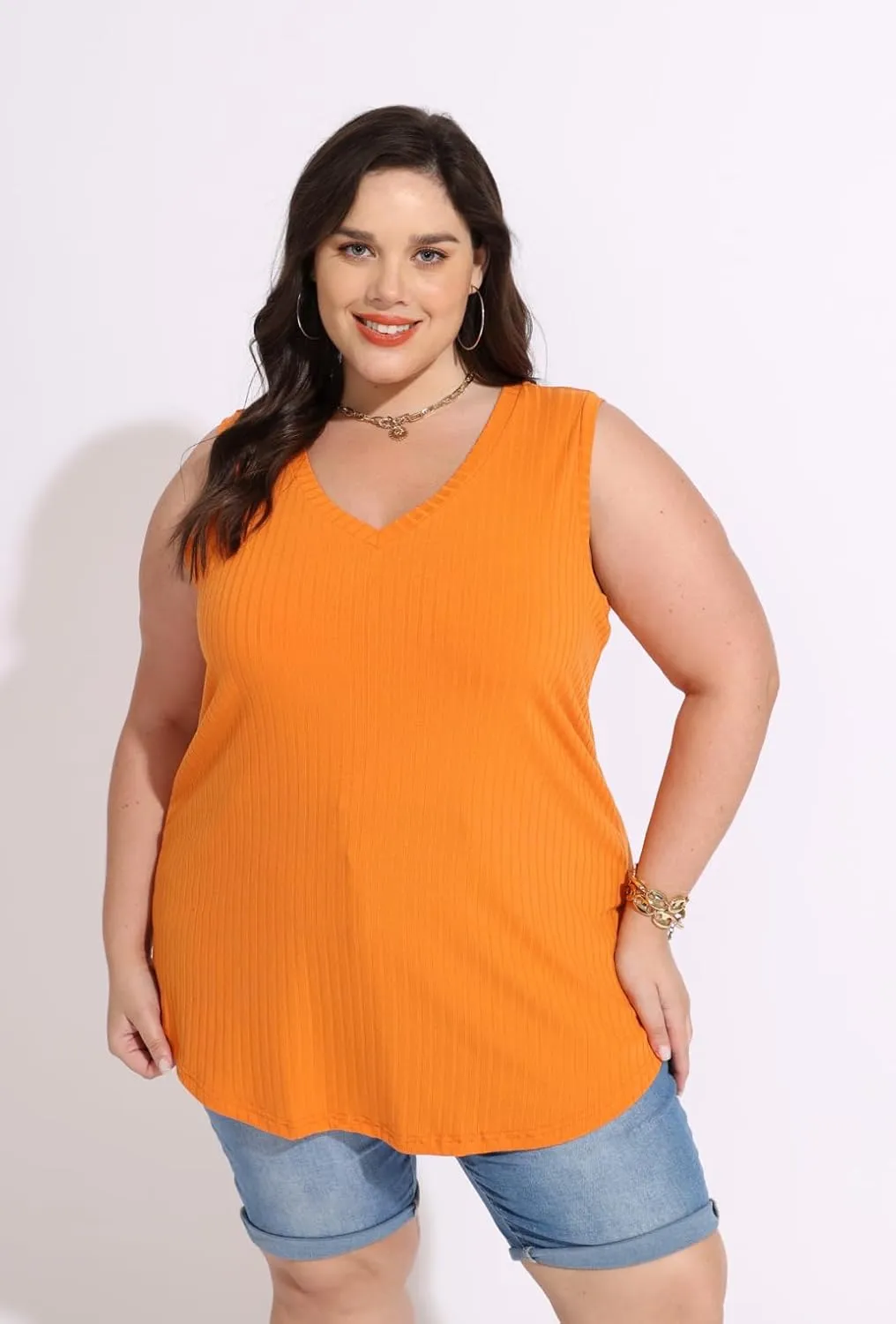 CARCOS Womens Plus Size Tank Tops Sleeveless Shirts Vneck Casual Camisole Animal/Floral/Star Tank XL-5XL