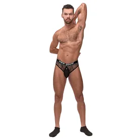 Cock Pit Net Cock Ring Thong - L/ XL - Black