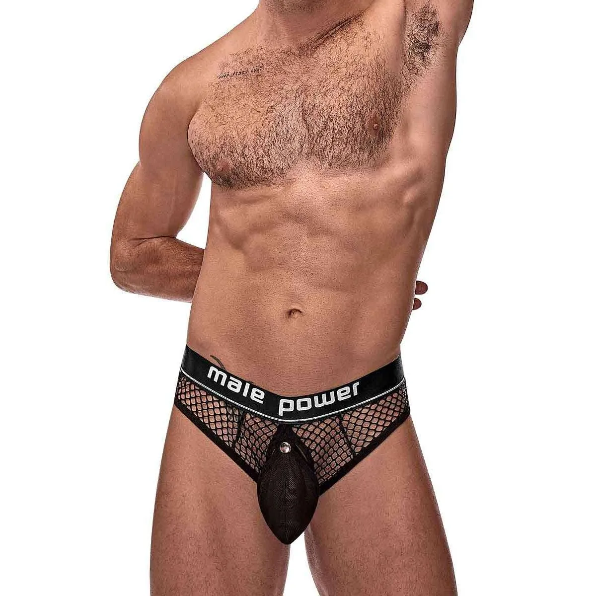 Cock Pit Net Cock Ring Thong - S/ M - Black