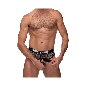Cock Pit Net Cock Ring Thong - S/ M - Black