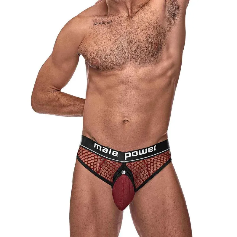 Cock Pit Nte Cock Ring Thong - L/ XL - Burgundy