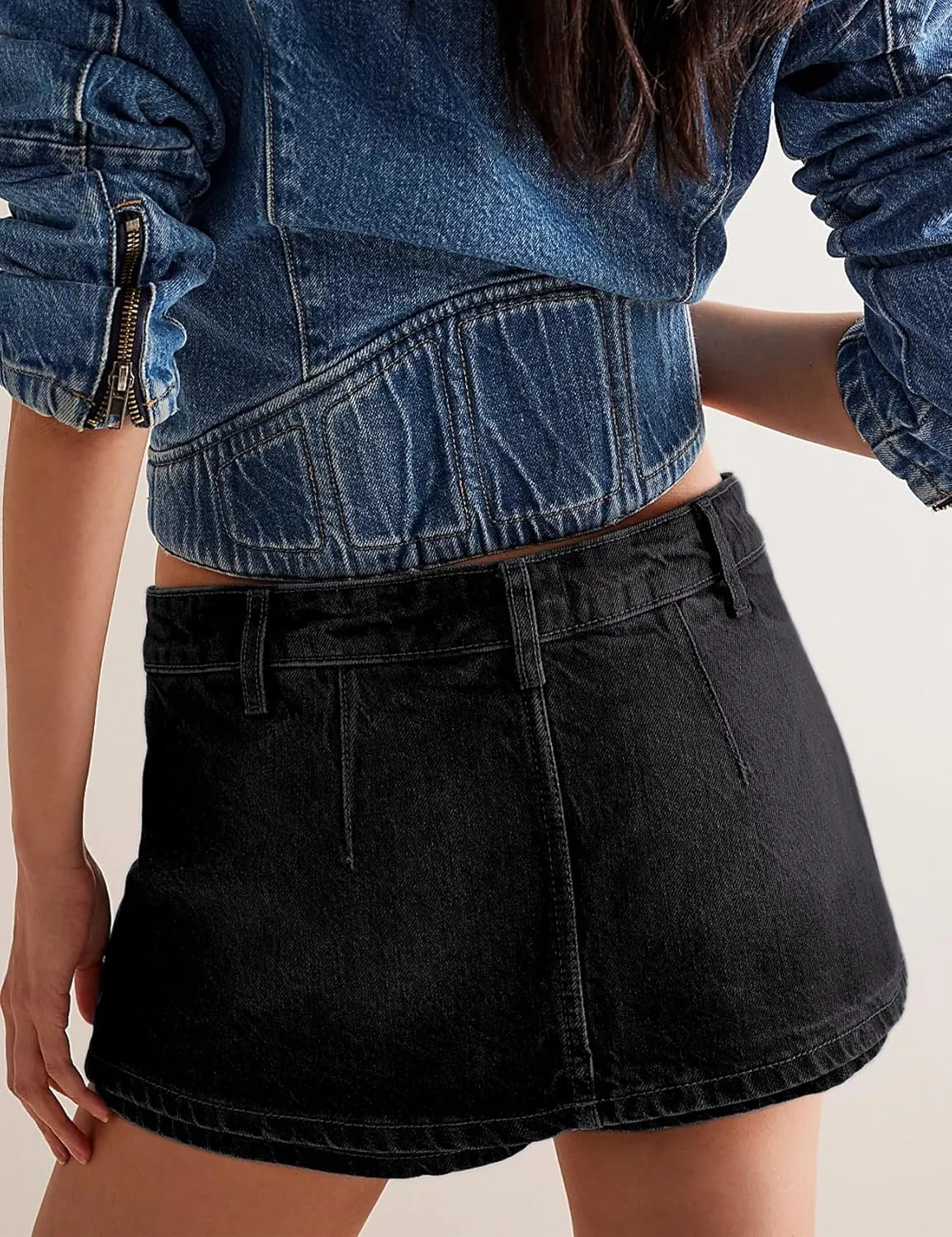Denim Skorts for Women Low Waist Stretchy Jean Mini Skirt Summer Casual Y2K Shorts