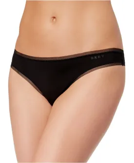 DKNY Women's Litewear Low-Rise Mesh-Trim Thong, Black, M