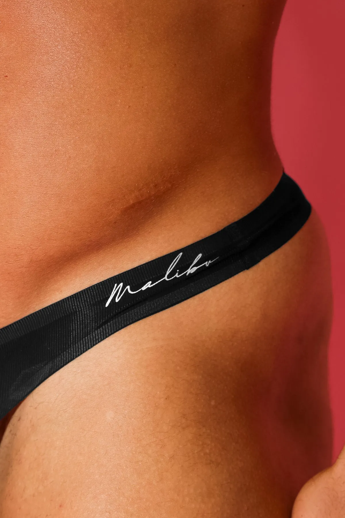 Flawless Feel Seamless Thong with Mesh Cutout - Black