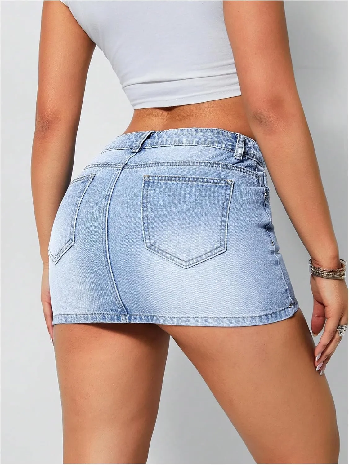 Floerns Women's Casual Mini Denim Skorts Low Waist Y2k Jean Skirt Shorts
