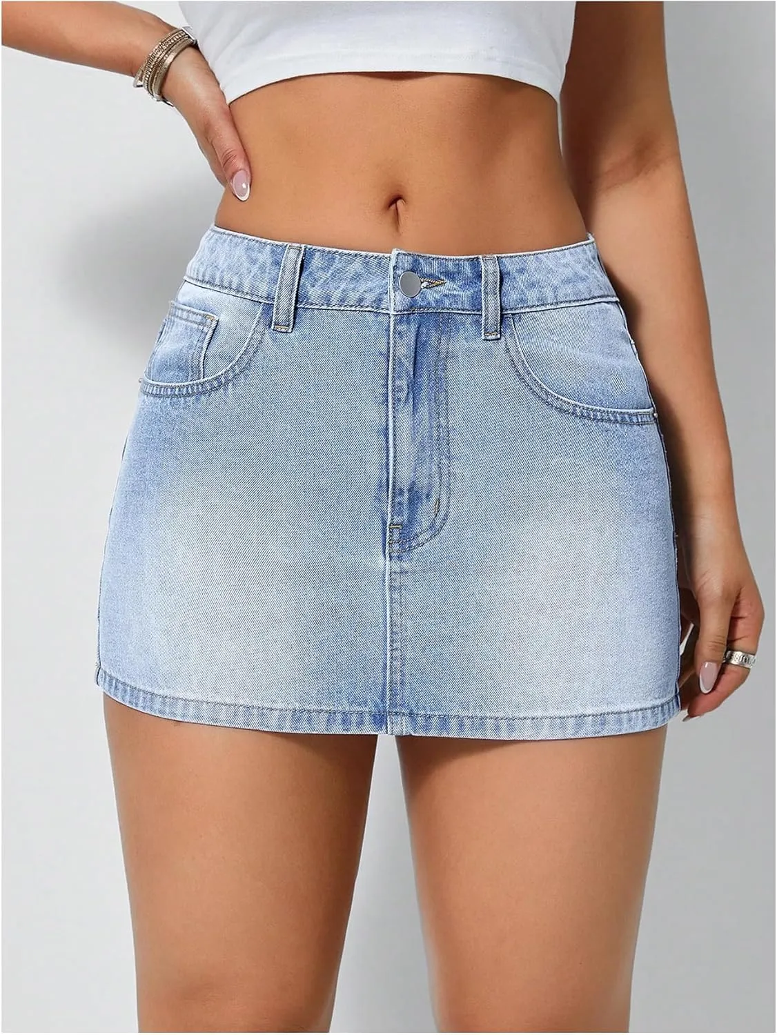 Floerns Women's Casual Mini Denim Skorts Low Waist Y2k Jean Skirt Shorts