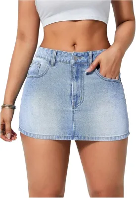 Floerns Women's Casual Mini Denim Skorts Low Waist Y2k Jean Skirt Shorts