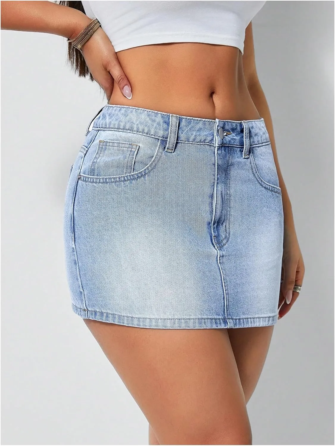 Floerns Women's Casual Mini Denim Skorts Low Waist Y2k Jean Skirt Shorts