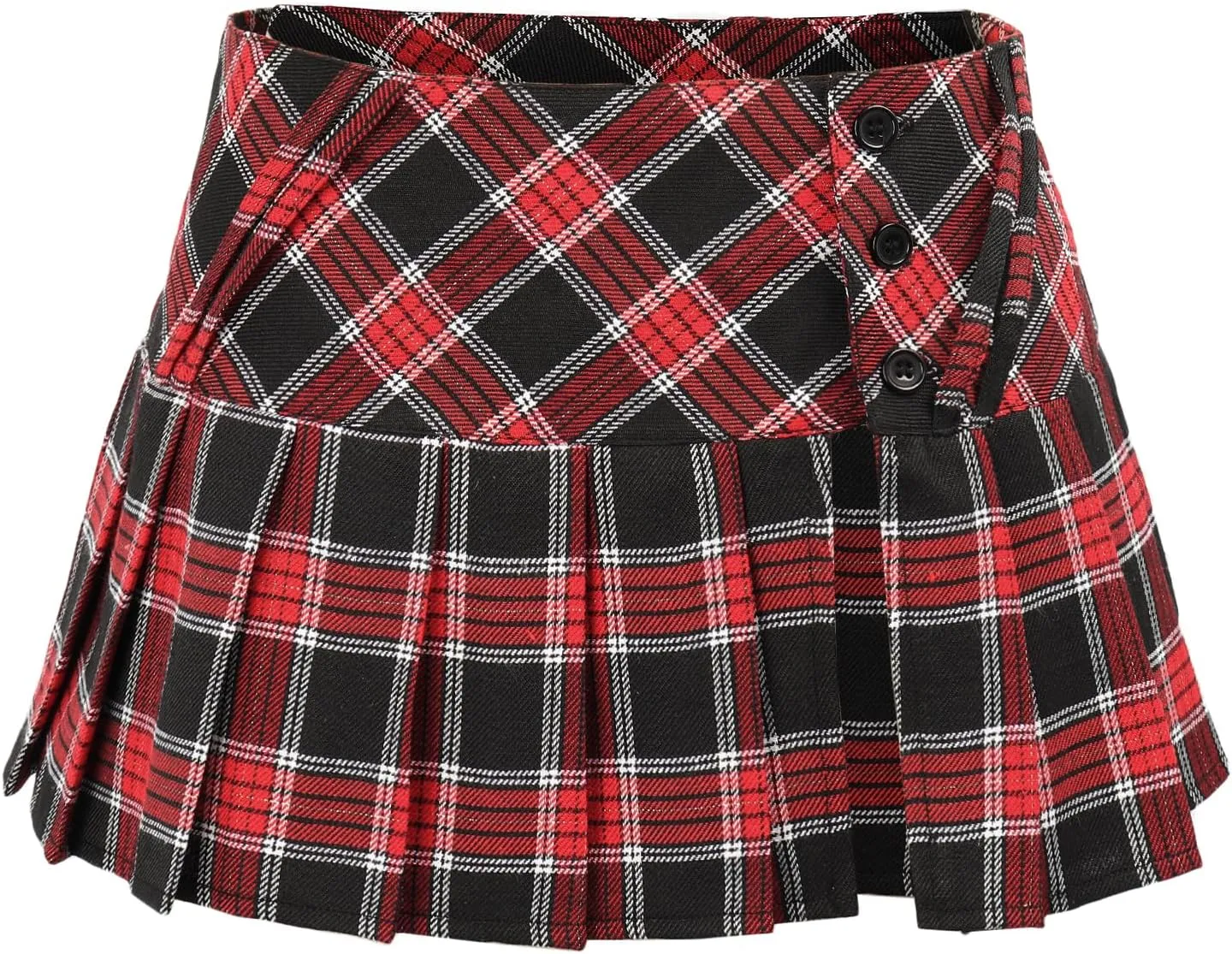 FURPHI Mini Plaid Pleated Skirt Women's US Size Low Waist Slit Schoolgirl Uniform