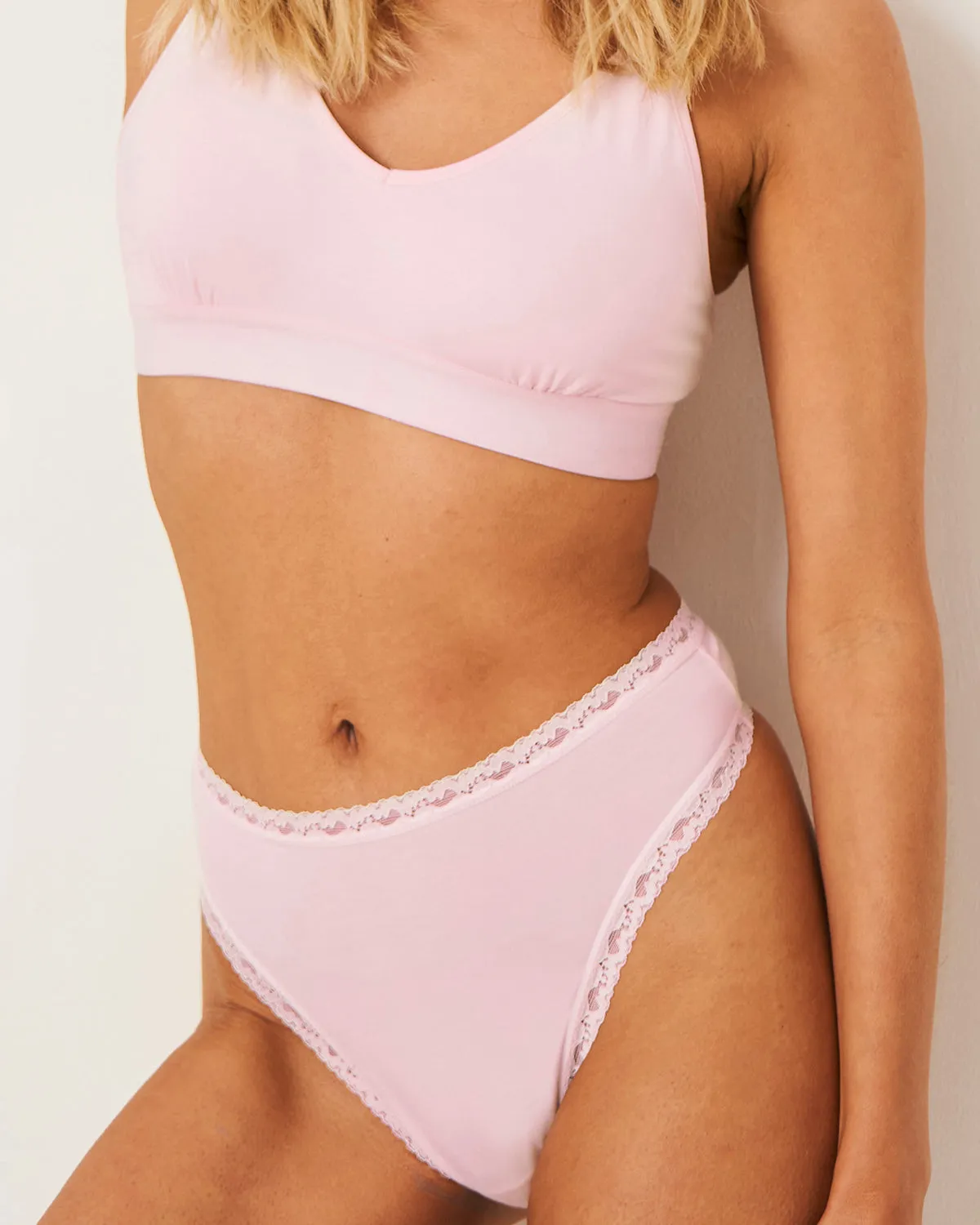 High Waisted Thong  - Pink-a-boo