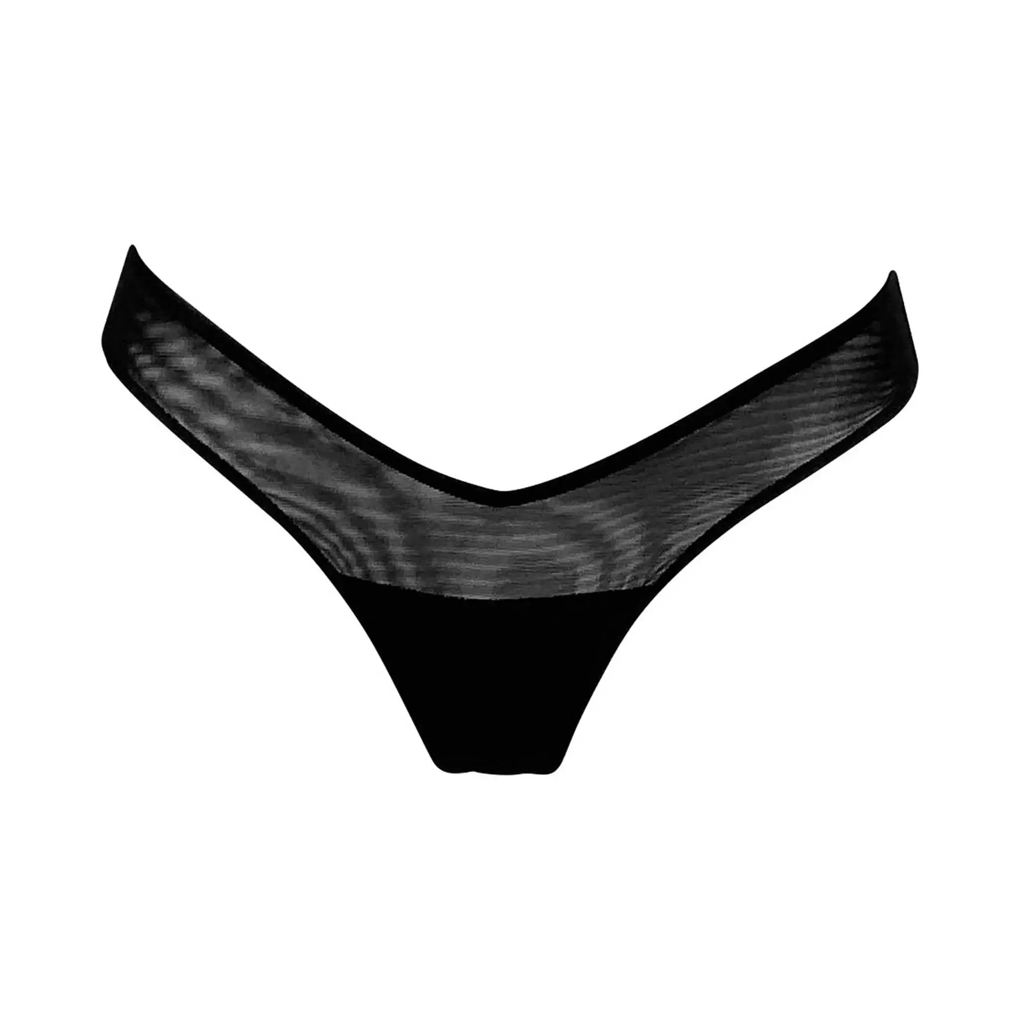 I.D. Line Fine Mesh Black V-Thong