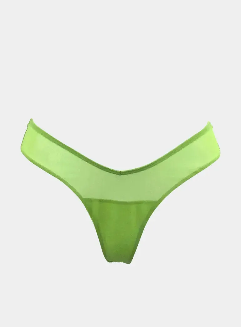I.D. Line Fine Mesh Green V-Thong