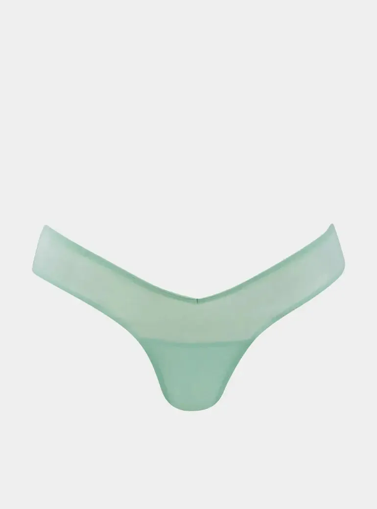 I.D. Line Fine Mesh Mint Cream V-Thong