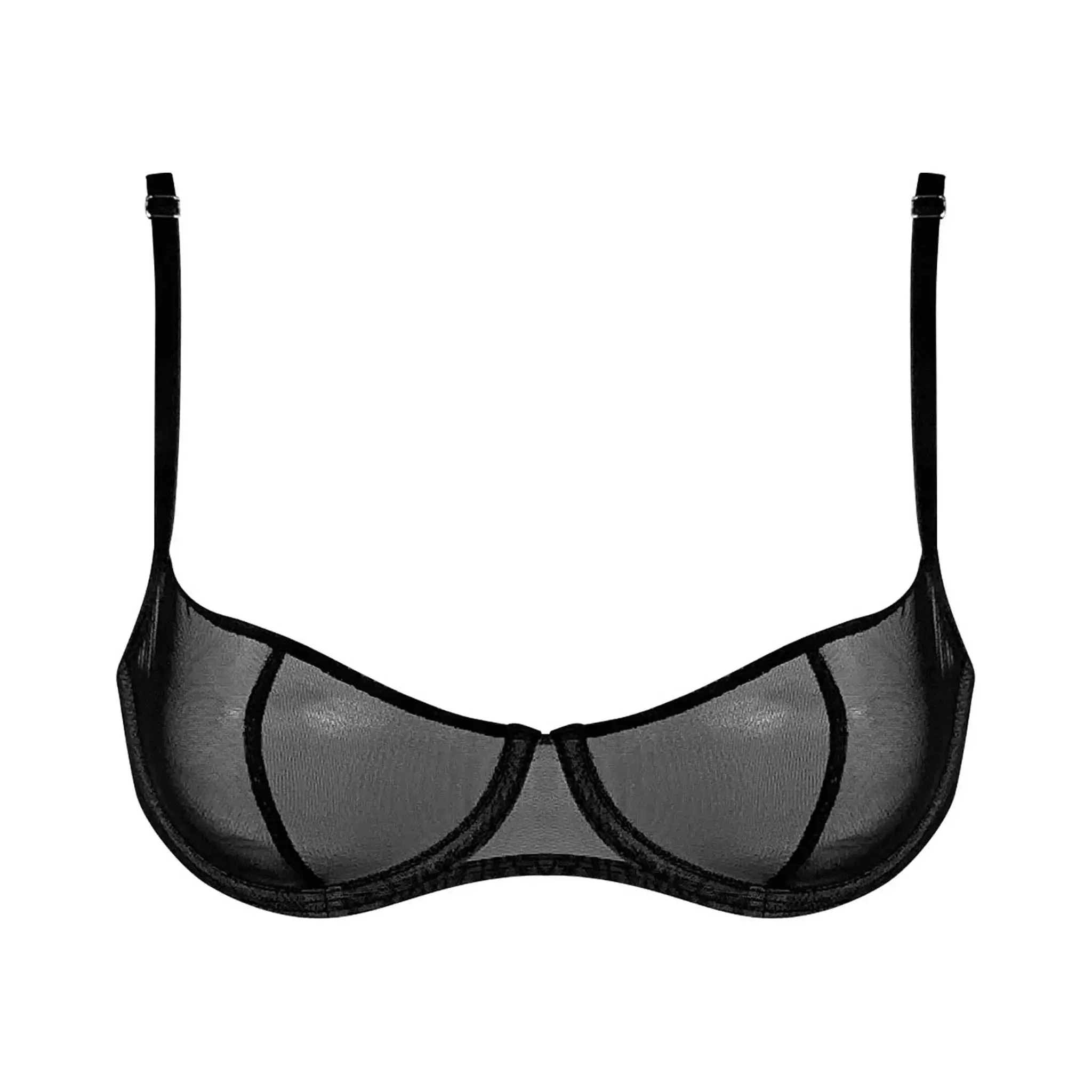 I.D. Line Underwired Fine Mesh Black Balcony Bra