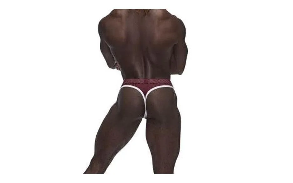 Male Power Sport Mesh Thong Burgundy