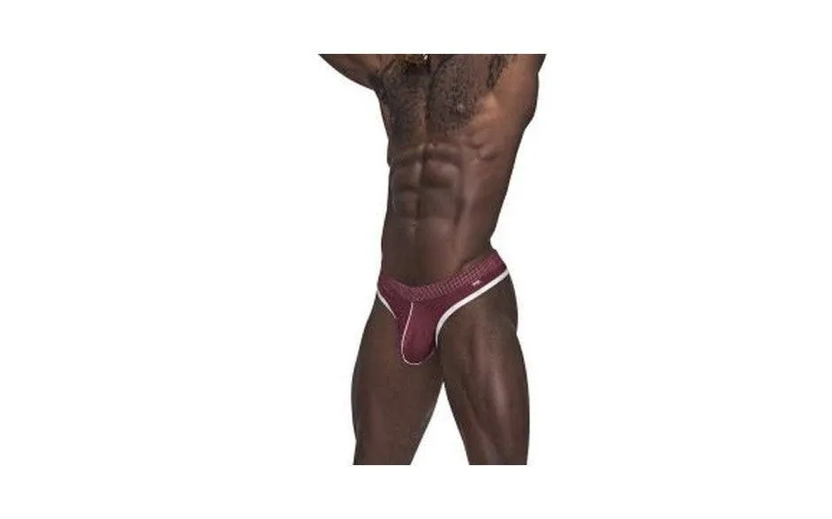 Male Power Sport Mesh Thong Burgundy