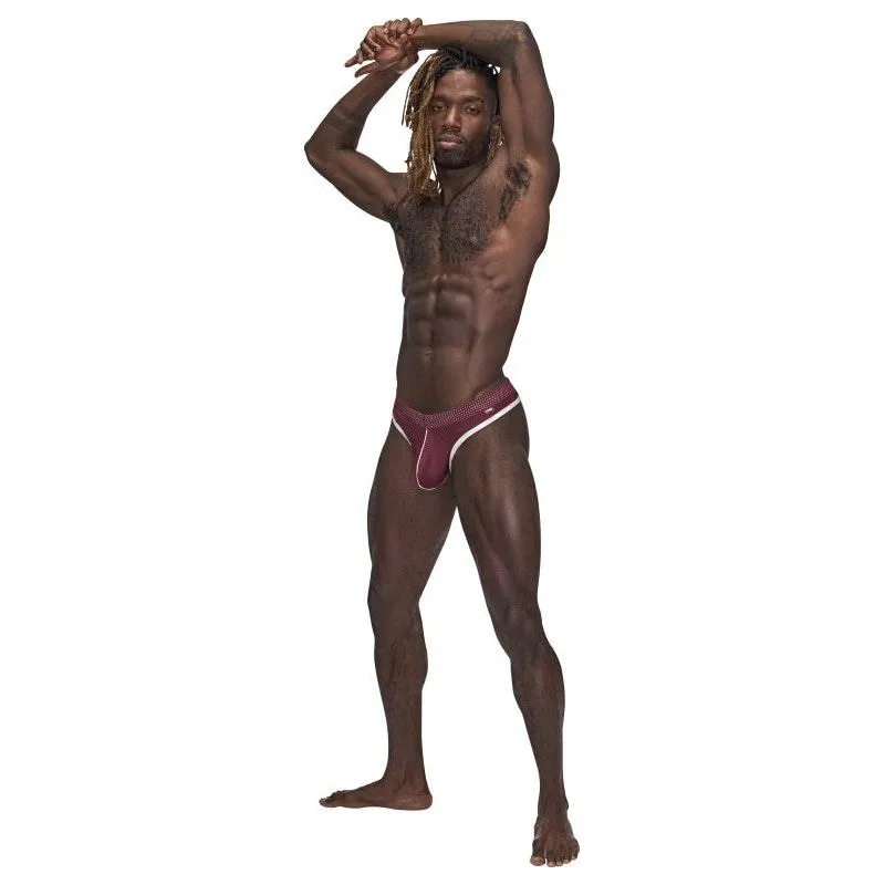 Male Power Sport Mesh Thong Burgundy