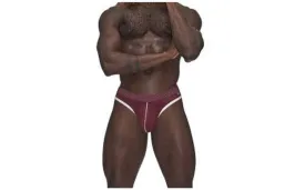 Male Power Sport Mesh Thong Burgundy