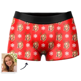 Men's Custom Christmas Reindeer Face Boxer Shorts