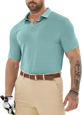 Mens Dry Fit Golf Shirt Performance Polo Short Sleeve Athletic Collared Mesh Shirt Moisture Wicking Seamless Tech