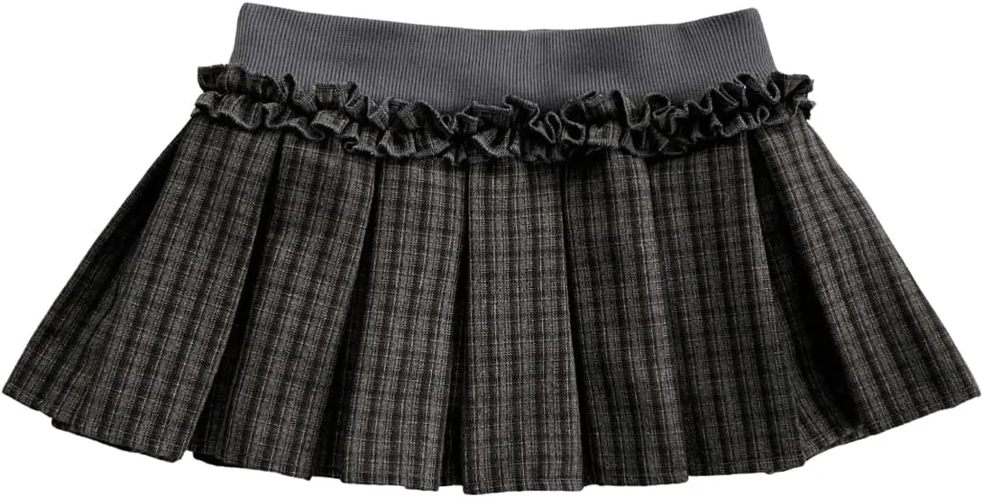 Milumia Women's Plaid Pleated Mini Skirt Low Waist A Line Skater Tennis Skirts