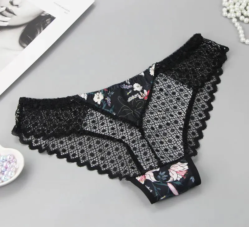 New Sexy G String Underwear For Women Embroidered Thong Hollow Out Lingerie Panties Bra Sets