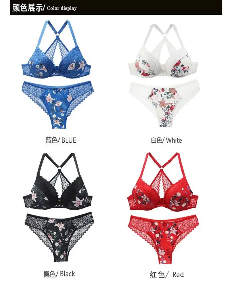 New Sexy G String Underwear For Women Embroidered Thong Hollow Out Lingerie Panties Bra Sets