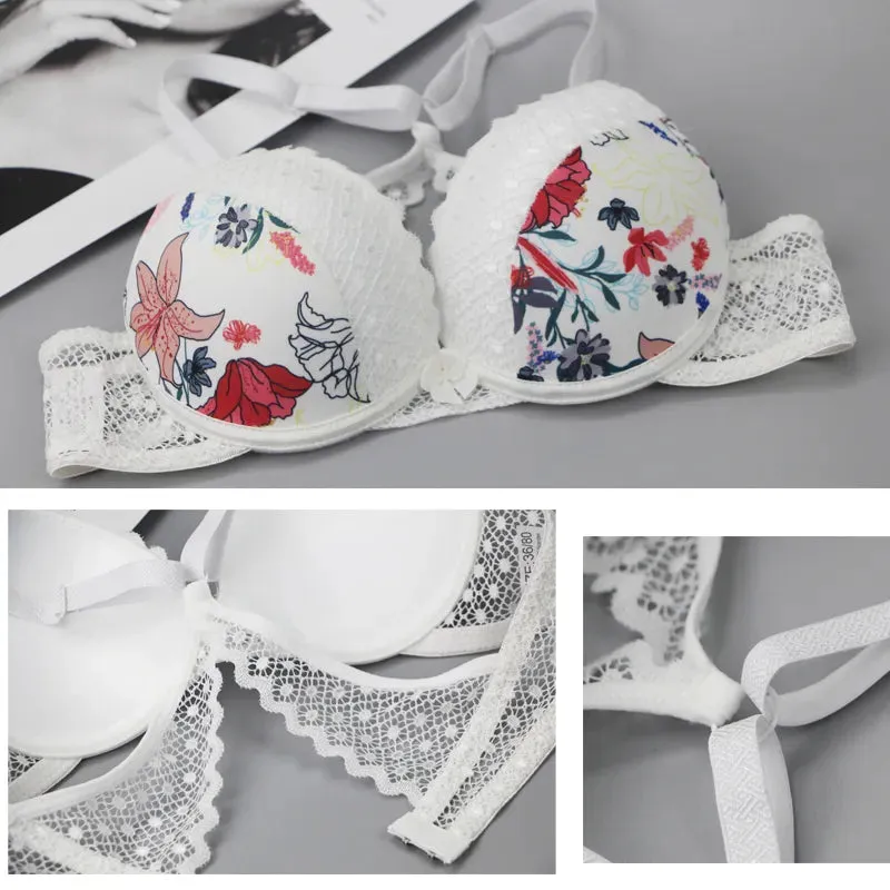 New Sexy G String Underwear For Women Embroidered Thong Hollow Out Lingerie Panties Bra Sets