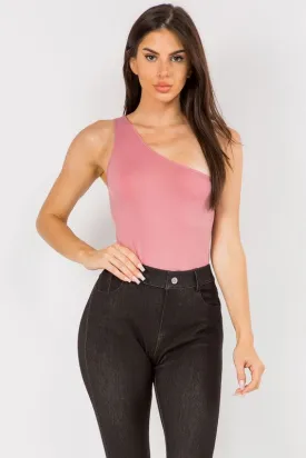*Online Exclusive* One Shoulder Asymmetrical Bodysuit (Multiple Colors)