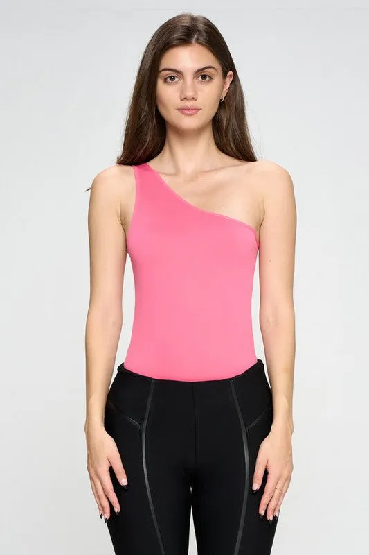 *Online Exclusive* One Shoulder Asymmetrical Bodysuit (Multiple Colors)