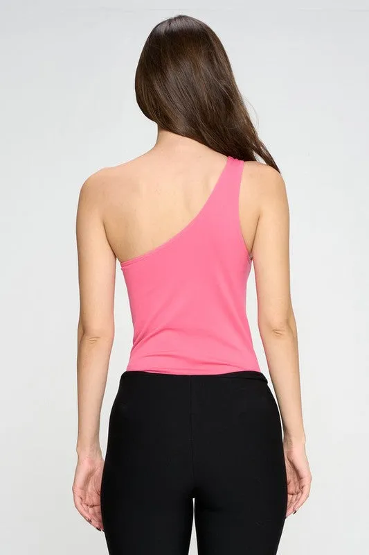 *Online Exclusive* One Shoulder Asymmetrical Bodysuit (Multiple Colors)