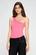 *Online Exclusive* One Shoulder Asymmetrical Bodysuit (Multiple Colors)