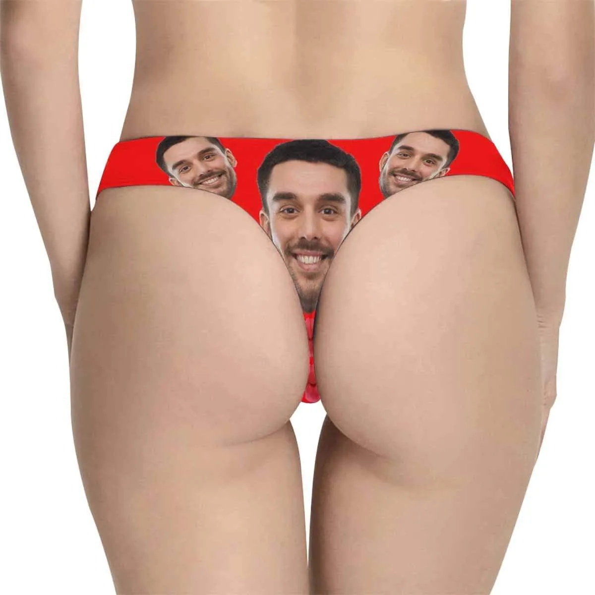 Personalized Women's Panties Custom Face Red Women's Thong Custom Underwear