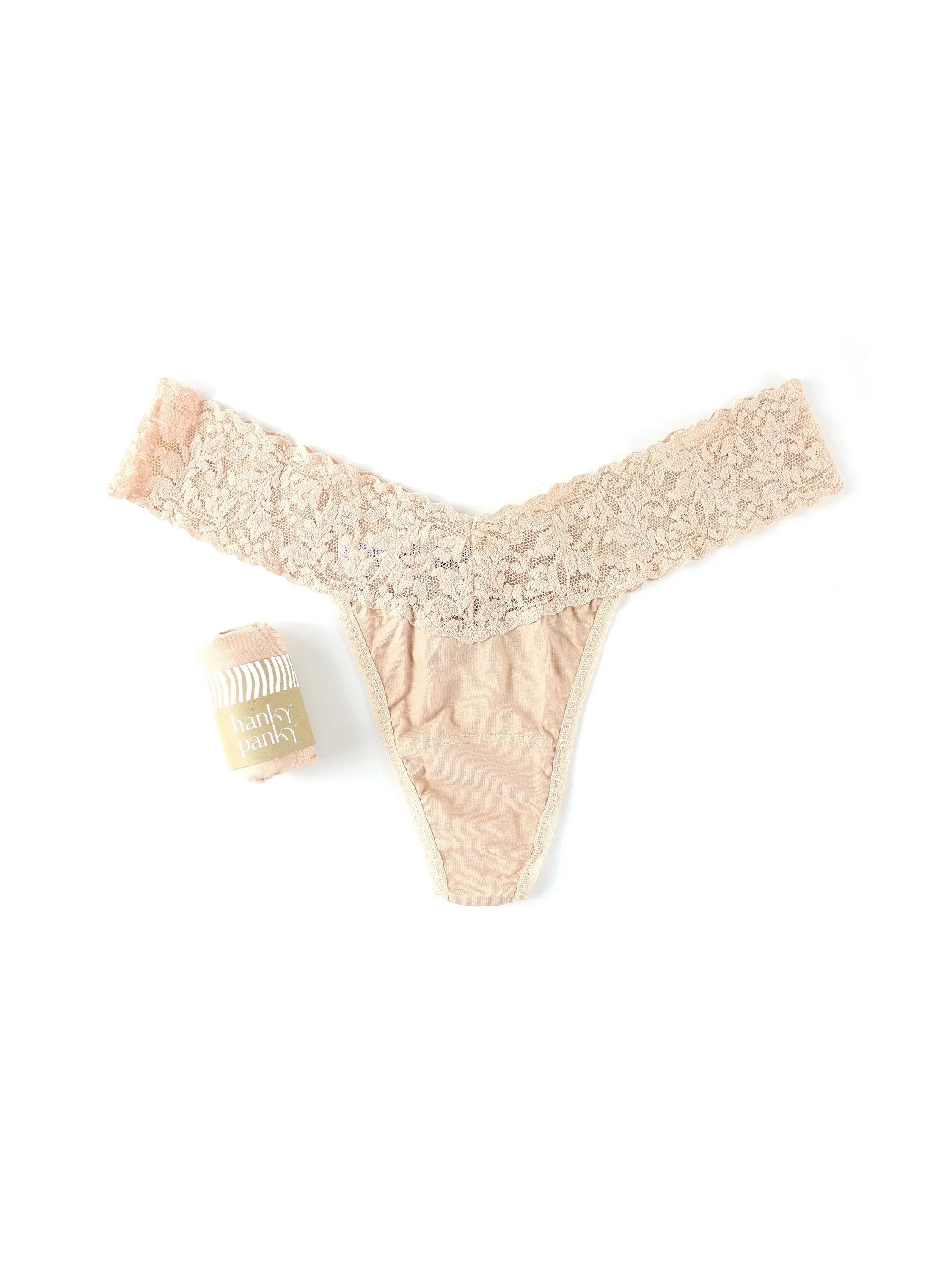 Petite Size Supima® Cotton Low Rise Thong Chai