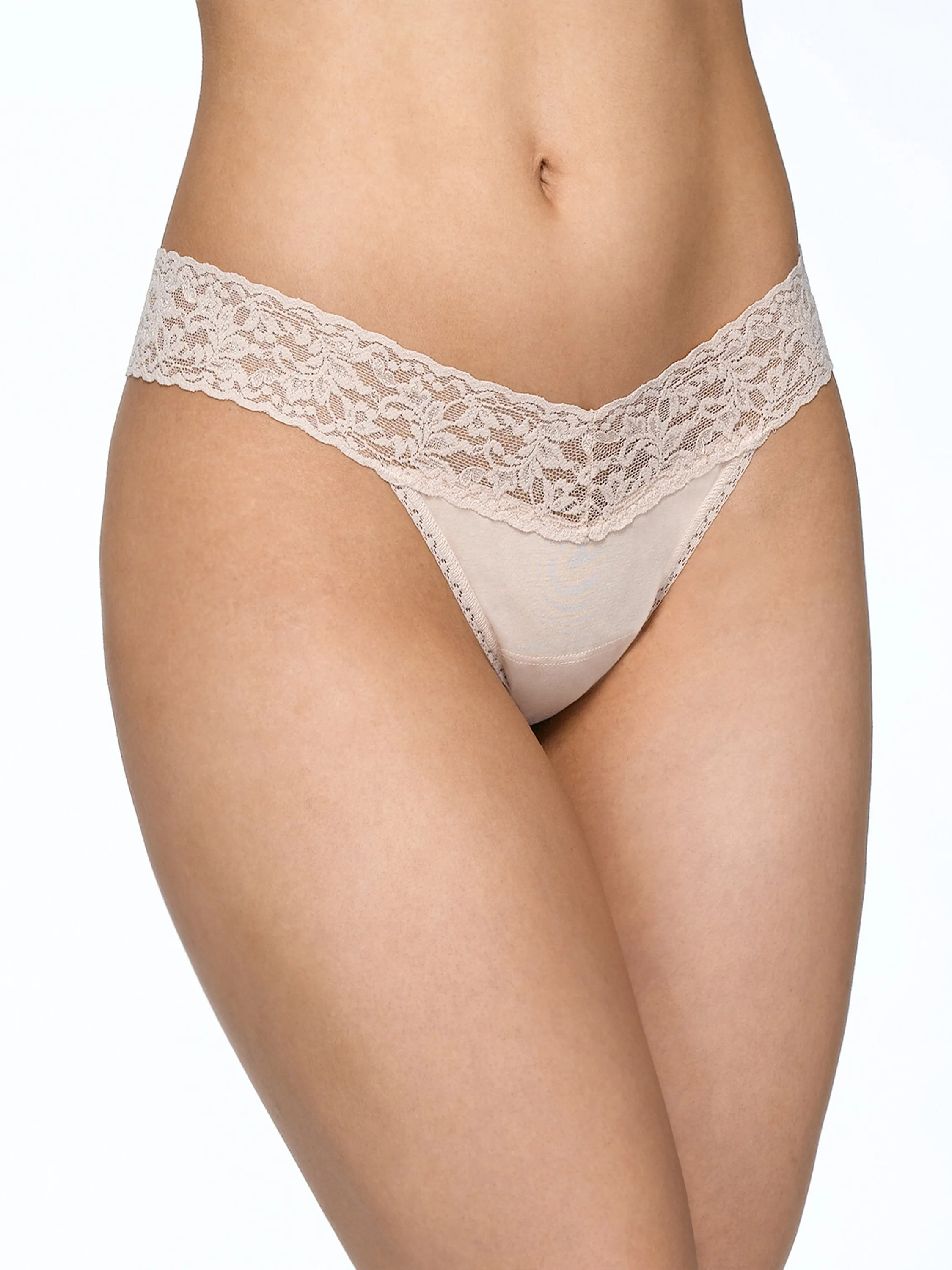 Petite Size Supima® Cotton Low Rise Thong Chai