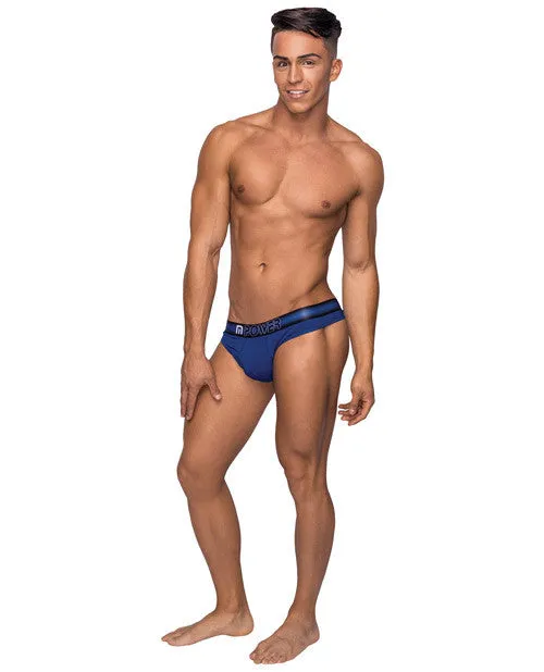Pocket Pouch Cotton Spandex Thong W-cavity Blue L-xl