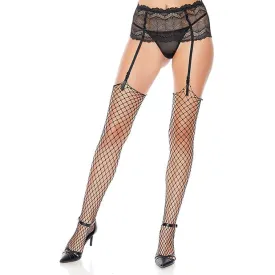 Popsi Lingerie - Unfinished Diamond Net Thigh High Stockings O/S (Black)