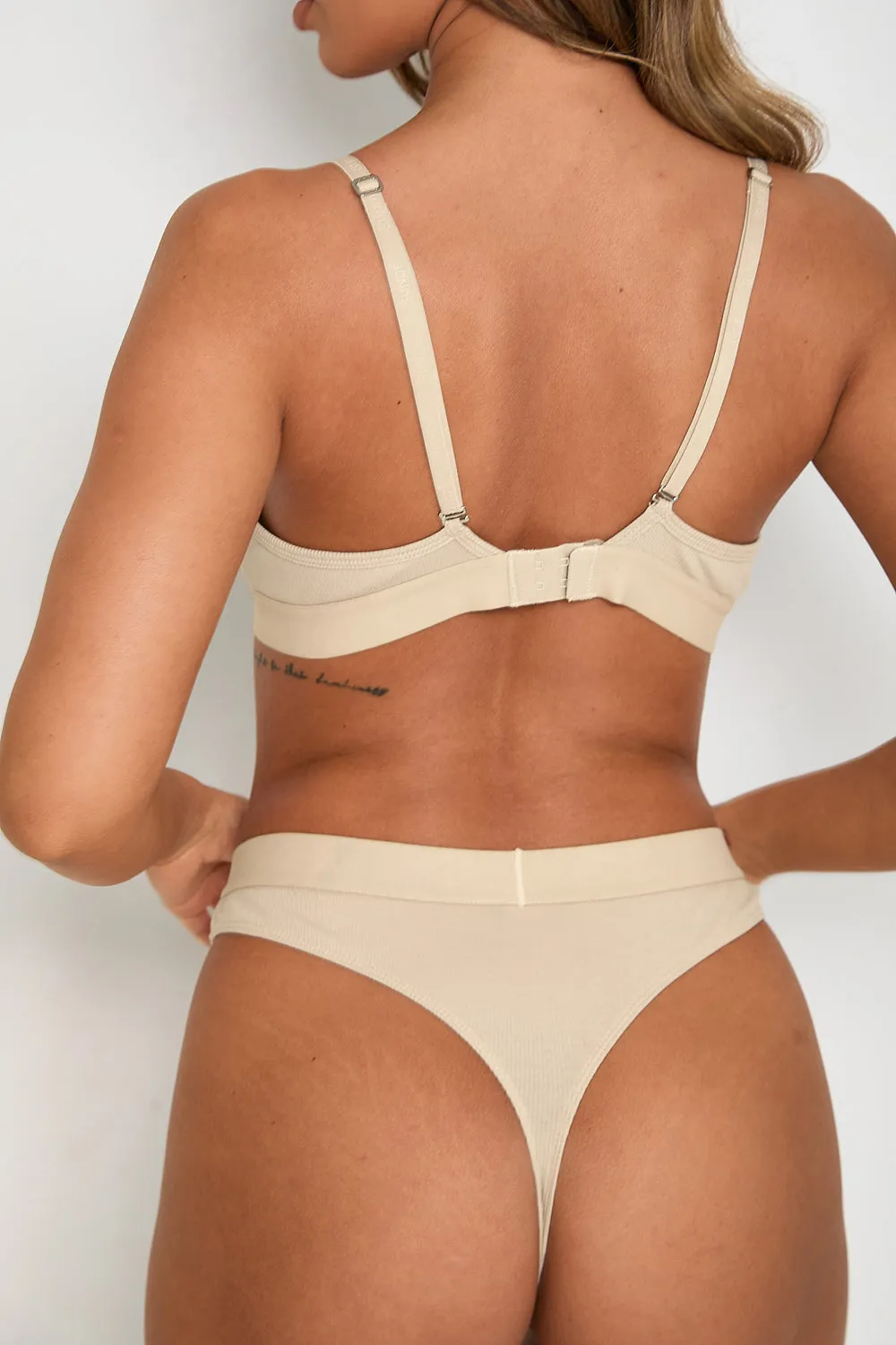 Ribbed Thong - Latte